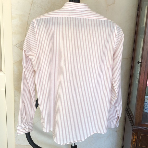 Boys red!pink & white striped button up dress shirt. Size 20- neck 14 1/2” - Picture 2 of 16